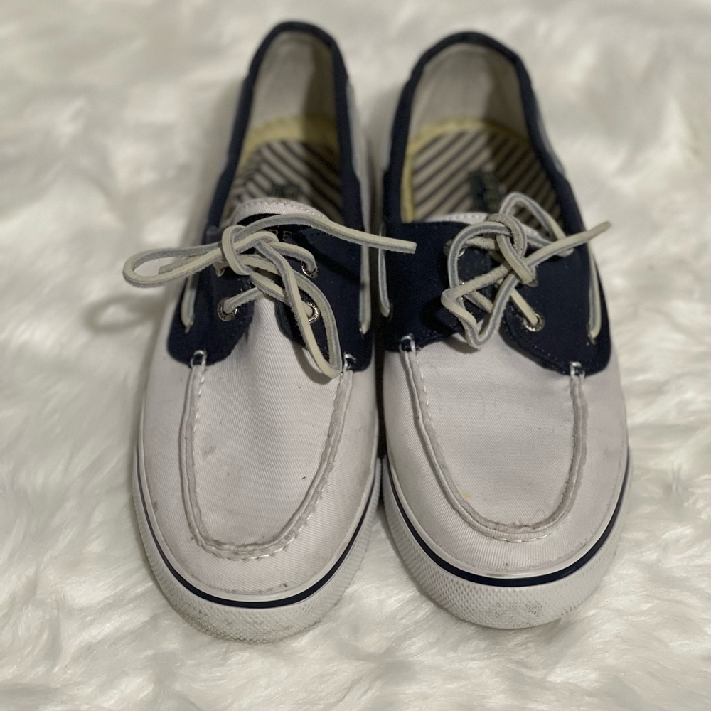 Sperry Bahama white/Navy boat shoes womens 10M